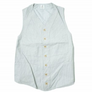 ANATOMICA アナトミカ フランス製 SAGAN VEST - COTTON STRIPE コットンストライプサガンベスト S BLUE ジレ ハンティング トップス