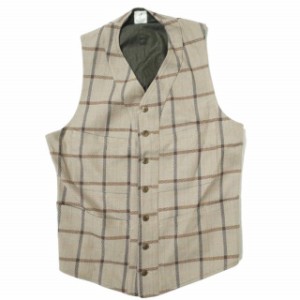 ANATOMICA アナトミカ フランス製 SAGAN VEST - COTTON PLAID コットンチェックサガンベスト S BEIGE ジレ ハンティング トップス