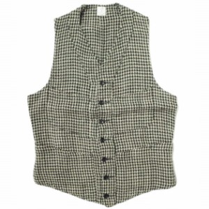 ANATOMICA アナトミカ SAGAN VEST - HOUNDSTOOTH LINEN ハウンドトゥースリネンサガンベスト S BEIGE/BLACK ジレ ハンティング 千鳥格子