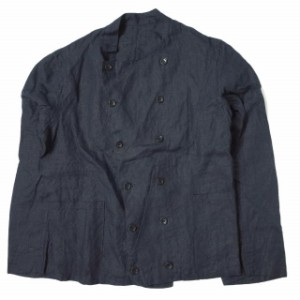 ANATOMICA アナトミカ フランス製 AEROMECANO - LINEN アエロメカノ リネンノーカラーダブルジャケット 2 NAVY ワーク アウター