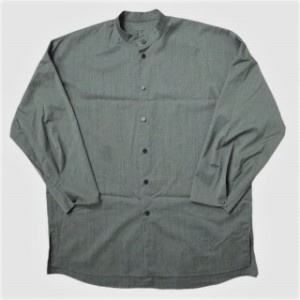 neverlamp ネバーランプ 19AW 日本製 STAND COLLAR SHIRT スタンドカラーシャツ nl-19a-S02 M グレー 長袖 オーバーサイズ トップス