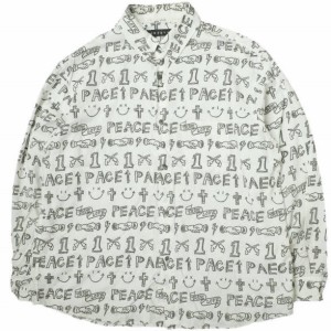 roarguns ロアーガンズ 23SS 日本製 GRAFFITI PRINT SHIRT グラフィックプリントシャツ 23SGS-03 2 WHITE roar ロアー HANDDRAWN 落書き