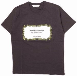 新品 beautiful people ビューティフルピープル 22AW suvin MVS big name enb T-shirt ブランドロゴ刺繍 Tシャツ 1245310407 170 WINE