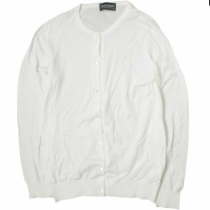 JOHN SMEDLEY ジョンスメドレー イギリス製 シーアイランドコットンクルーネックカーディガン M ホワイト ニット ハイゲージ トップス