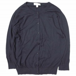 JOHN SMEDLEY ジョンスメドレー イギリス製 シーアイランドコットンクルーネックカーディガン S ネイビー ニット ハイゲージ トップス