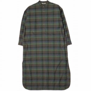 AURALEE オーラリー 日本製 SUPER LIGHT WOOL CHECK ONE-PIECE スーパーライトウール チェックシャツワンピース A8AD02LC 0 BROWN