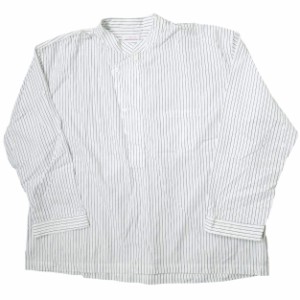 s.k. manor hill エスケーマノアヒル アメリカ製 Striped Pullover Shirt スタンドカラー ストライププルオーバーシャツ XL WHITE/NAVY