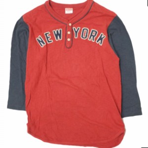 CHESWICK x BEAMS BOY チェスウィック ビームスボーイ 別注 NEW YORK TEE ベースボールTシャツ S RED/NAVY 七分袖 ヘンリーネック