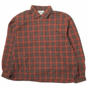 YAECA ヤエカ 日本製 Button Pullover Shirt ボタンプルオーバーシャツ 151056 M Brown Check 長袖 チェック トップス