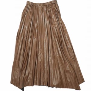 SACRA サクラ 21AW エコレザープリーツスカート SYTHETIC LEATHER SKIRT 121520121 38 ブラウン イージー ロング ボトムス