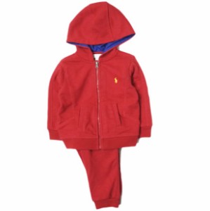 RALPH LAUREN ラルフローレン キッズ スウェットジップパーカー & パンツ 上下セット 18M(18ヵ月) レッド KIDS ベビー  セットアップ