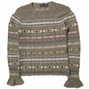 POLO RALPH LAUREN ポロ・ラルフローレン Fair Isle Wool & Cashmere Sweater ウールカシミヤ フェアアイルニット XS ブラウン セーター