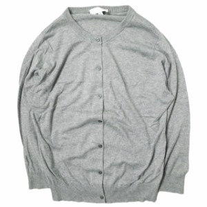 JOHN SMEDLEY ジョンスメドレー イギリス製 HELANA CARDIGAN メリノウールクルーネックカーディガン M ライトグレー ニット トップス