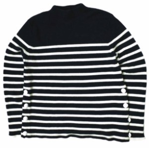 Drawer ドゥロワー ボーダークルーネックプルオーバー 6513-106-0733 1 NAVY セーター ナバルボーダー カシミヤ ニット サイドボタン