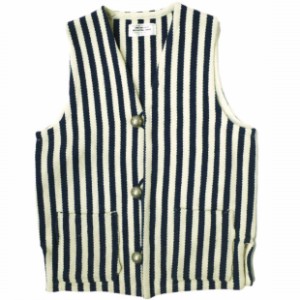 TRUJILLOS トルフィリオス アメリカ製 Stripe Chimayo Vest Square Front ストライプ ラグベスト NAVY/NATURAL コンチョボタン チマヨ