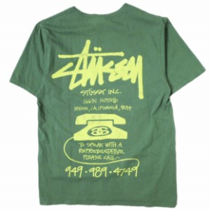 STUSSY ステューシー 23AW OLD PHONE TEE PIGMENT DYED オールドフォン Tシャツ ピグメントダイ S Forest 半袖 トップス