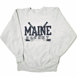 Champion チャンピオン 90s トリコ 刺繍タグ MAINE HOCKEY ヴィンテージ リバースウィーブスウェット 目あり XL グレー MADE IN USA