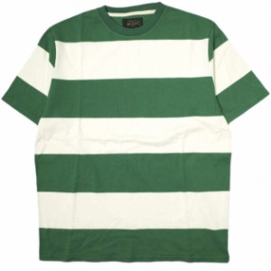 BEAMS PLUS ビームスプラス 4インチボーダーTシャツ 11-04-0800-103 L グリーン/ナチュラル 半袖 クルーネック トップス