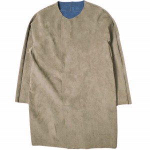 CLASS クラス 日本製 Ultra Suede Coat ウルトラスエード ノーカラーコート PBEA01UNIA 3 モカブラウン/ブルー フェイクレザー 人工皮革