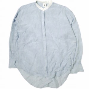 6 ROKU BEAUTY&YOUTH ロク ビューティーアンドユース STRIPE BIG SHIRT ストライプバンドカラービッグシャツ 8611-149-0042 36 ブルー