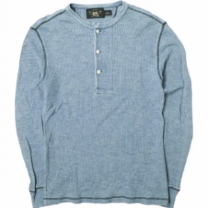 RRL ダブルアールエル HENLEY NECK INDIGO THERMAL SHIRTS インディゴ染めヘンリーネックサーマルカットソー S Double RL ワッフル