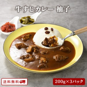  新発売 牛すじカレー（柚子味）200g×3パック 九州 ご当地 グルメ 保存食 非常食 牛すじがごろごろ お送料無料 取り寄せ 常温保存 レト