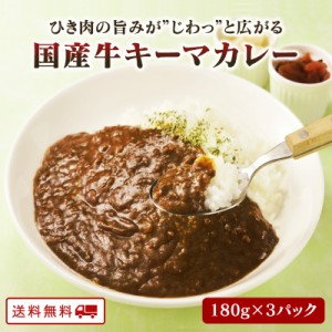 国産牛使用 キーマカレー 180ｇ x 3パック レトルト カレー 常温 ミンチ ひき肉 常温保存 スパイス カレー ポイント消化 カレー粉 ギフト