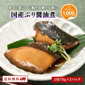 ＼1000円 ポッキリ 送料無料／国産ぶり醤油煮 2切れ入り70g×2パック 骨なし レトルト 1,000円ポッキリ 常温 保存 可能 送料無料