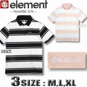 ELEMENT エレメント メンズ 半袖 ポロシャツ ボーダー柄 スケボー AI021-171
