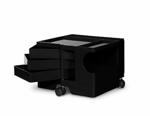 ボビーワゴン 1段3トレイ ブラック　ジョエ・コロンボ　イタリア MoMAパーマネントコレクション多機能ワゴン収納家具インテリアキャスタ