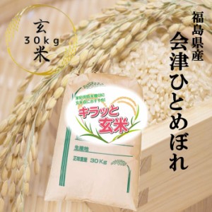 玄米 米 30kg ひとめぼれ お米 30kg×1袋 キラッと玄米 令和5年産 福島県会津産 送料無料 調整済み玄米 米 30キロ【沖縄・離島 別途送料+