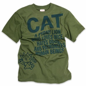 Tシャツ メンズ レディース 半袖 猫 PYGMY LION - オリーブ ネコ ねこ 猫柄 雑貨 - メール便 - SCOPY スコーピー