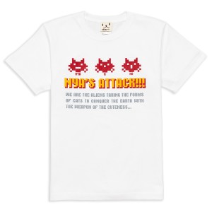 Tシャツ メンズ レディース 半袖 猫 NYA’S ATTACK - ホワイト ネコ ねこ 猫柄 雑貨 - メール便 - SCOPY スコーピー