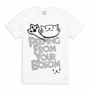 Tシャツ メンズ レディース 半袖 猫 PEEPING CAT - ホワイト ネコ ねこ 猫柄 雑貨 - メール便 - SCOPY スコーピー
