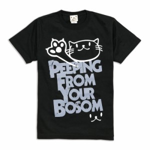 Tシャツ メンズ レディース 半袖 猫 PEEPING CAT - ブラック ネコ ねこ 猫柄 雑貨 - メール便 - SCOPY スコーピー