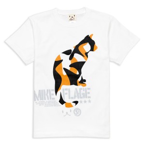 Tシャツ メンズ レディース 半袖 猫 MIKE-FLAGE - ホワイト ネコ ねこ 猫柄 雑貨 - メール便 - SCOPY スコーピー