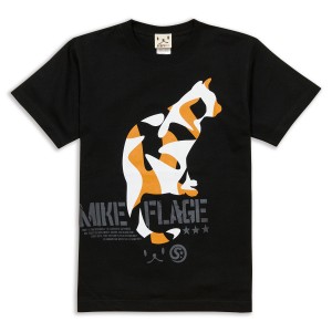Tシャツ メンズ レディース 半袖 猫 MIKE-FLAGE - ブラック ネコ ねこ 猫柄 雑貨 - メール便 - SCOPY スコーピー