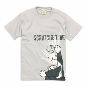 Tシャツ メンズ レディース 半袖 猫 SCRATCHED - シルバーグレー ネコ ねこ 猫柄 雑貨 - メール便 - SCOPY スコーピー