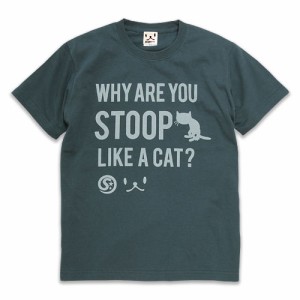 Tシャツ メンズ レディース 半袖 猫 猫背 - スレート ネコ ねこ 猫柄 雑貨 - メール便 - SCOPY スコーピー