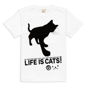 Tシャツ メンズ レディース 半袖 猫 CAT'S SERVANT - ホワイト ネコ ねこ 猫柄 雑貨 - メール便 - SCOPY スコーピー