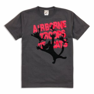 Tシャツ メンズ レディース 半袖 猫 AIRBORNE TROOPS - チャコール ネコ ねこ 猫柄 雑貨 - メール便 - SCOPY スコーピー