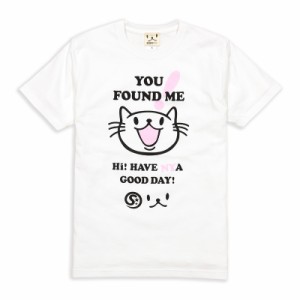 Tシャツ メンズ レディース 半袖 猫 FOUND ME - ホワイト ネコ ねこ 猫柄 雑貨 - メール便 - SCOPY スコーピー