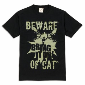 Tシャツ メンズ レディース 半袖 猫 BEWARE OF CAT - ブラック ネコ ねこ 猫柄 雑貨 - メール便 - SCOPY スコーピー