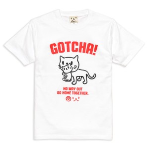 Tシャツ メンズ レディース 半袖 猫 GOTCHA - ホワイト ネコ ねこ 猫柄 雑貨 - メール便 - SCOPY スコーピー