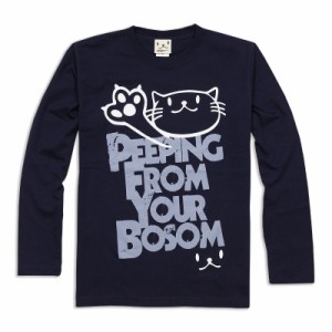 長袖 Tシャツ ロンT メンズ レディース 猫 PEEPING CAT - ネイビー ネコ ねこ 猫柄 雑貨 - メール便 - SCOPY スコーピー