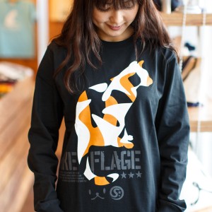 長袖 Tシャツ ロンT メンズ レディース 猫 MIKE-FLAGE - ブラック ネコ ねこ 猫柄 雑貨 - メール便 - SCOPY スコーピー