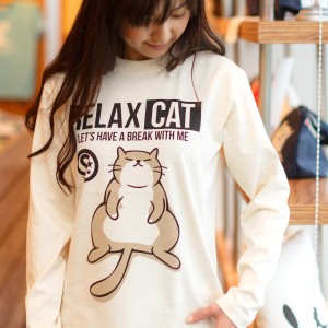 長袖 Tシャツ ロンT メンズ レディース 猫 RELAX CAT - ナチュラル ネコ ねこ 猫柄 雑貨 - メール便 - SCOPY スコーピー