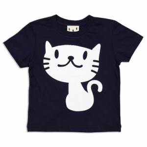 キッズ Tシャツ 半袖 猫 しろねこさん - ネイビー ネコ ねこ 猫柄 雑貨 - メール便 - SCOPY スコーピー