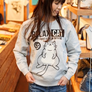 長袖 トレーナー メンズ レディース 猫 RELAX CAT - グレー スウェット ネコ ねこ 猫柄 雑貨 SCOPY スコーピー