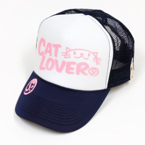 メッシュキャップ 猫 CAT LOVER ネイビー ネコ ねこ 猫柄 雑貨 - キャップ SCOPY スコーピー